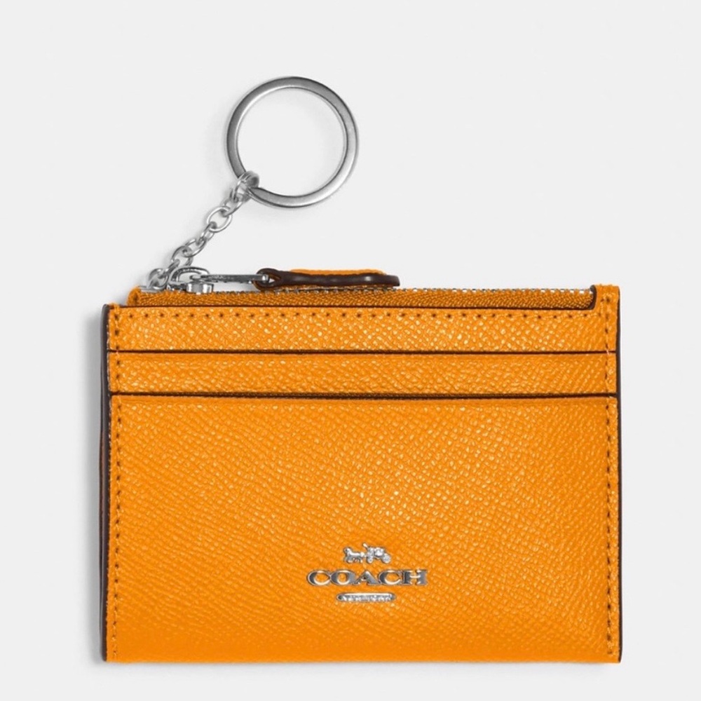 Coach Tangerine Card Holder with Keychain